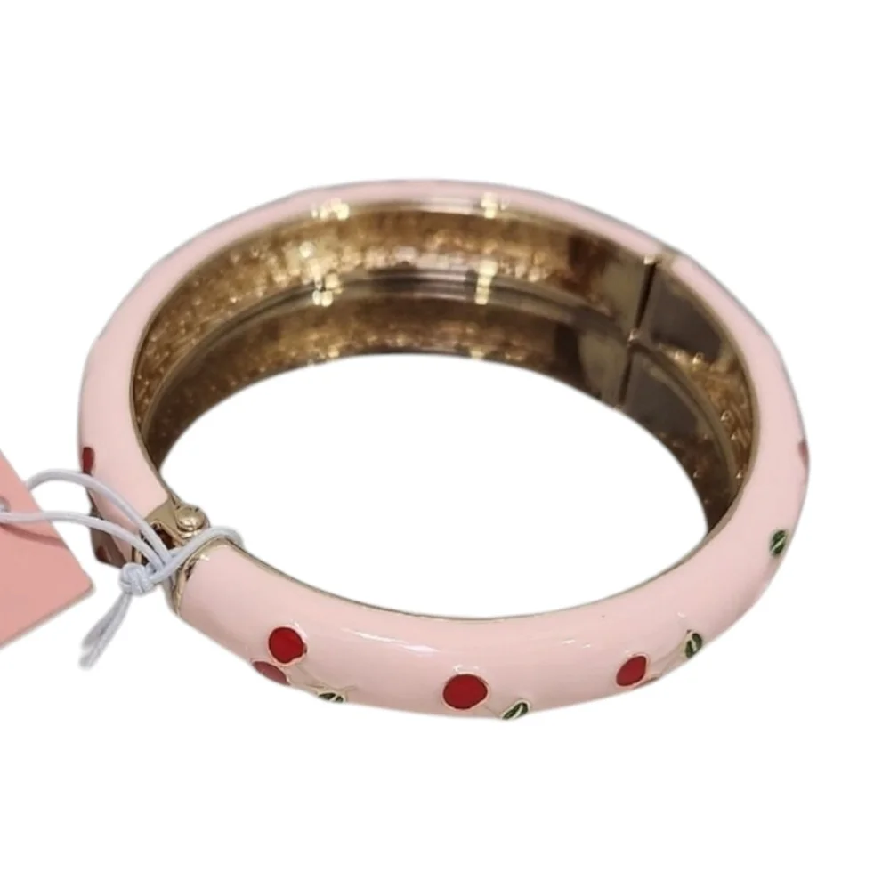 🍒🔹️ Piper K🔹️ Pink And Cherry Hinge  Bangle Hand Painted  Bracelet
